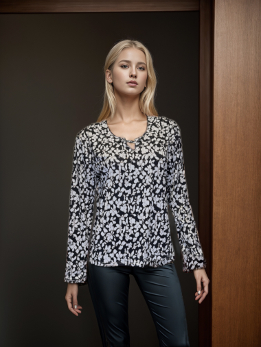 Wholesaler Joy's - Patterned stretch blouse