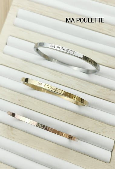 Wholesaler Glam Chic - Stainless steel message bangle bracelet MA POULETTE