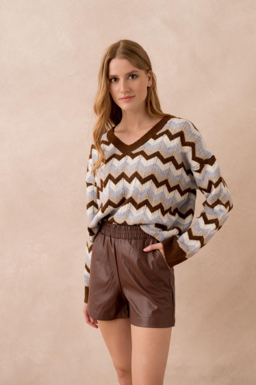 Wholesaler Golden Live - Herringbone striped sweater