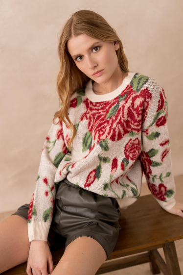 Wholesaler Golden Live - Round-neck floral sweater