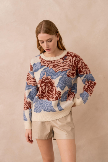 Wholesaler Golden Live - Round-neck floral sweater