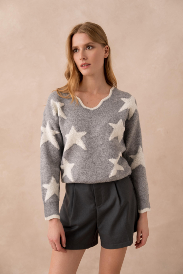 Grossiste Golden Live - Pull en maille doux motif étoiles