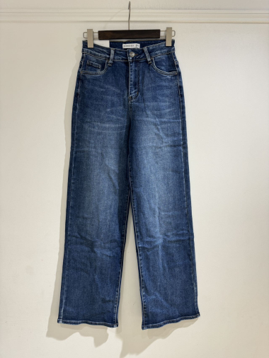 Großhändler Goodies - Stretch-Jeans mit weitem Bein und hoher Taille