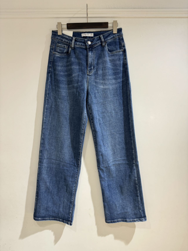 Großhändler Goodies - Stretch-Jeans mit weitem Bein und hoher Taille