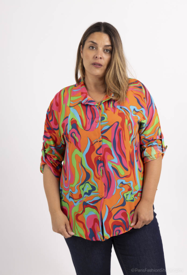 Wholesaler H-3 - plus size buttoned length sleeve shirt