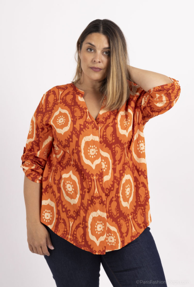 Wholesaler H-3 - large size printed shirt with hidden buttoning in printed fabric