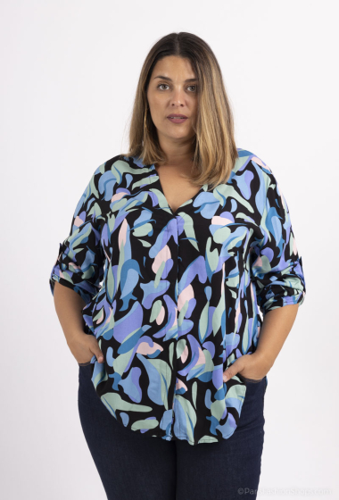 Wholesaler H-3 - large size printed shirt with hidden buttoned fabric patterns