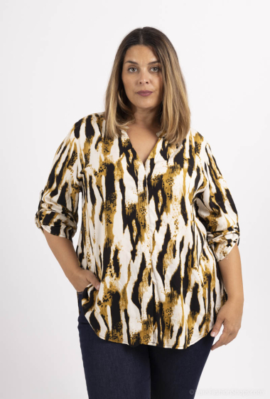 Wholesaler H-3 - plus size printed shirt with hidden button