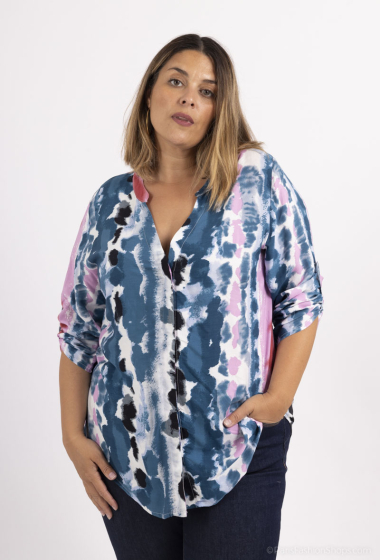 Wholesaler H-3 - plus size printed shirt with hidden button