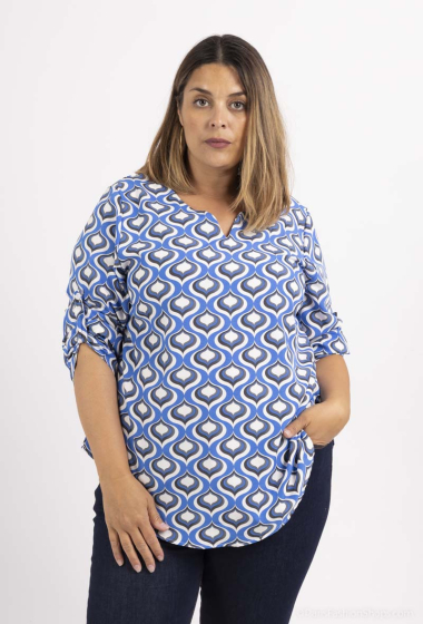 Wholesaler H-3 - Tunic with sleeves length plus size printed fabric