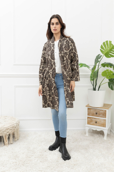 Wholesaler Happy Look - Mid-length coat with abstract pattern