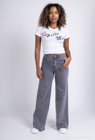 Großhändler HELLO MISS - Rohfarbene Jeans mit weitem Bein