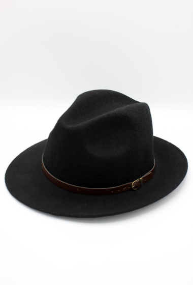 Wholesaler Hologramme Paris - Italian fedora in classic pure wool with leather belt