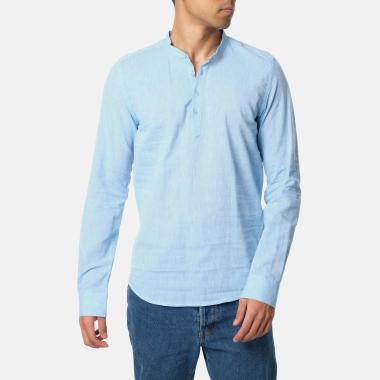 Grossiste Hopenlife - Chemise lin manches longues col boutonné homme