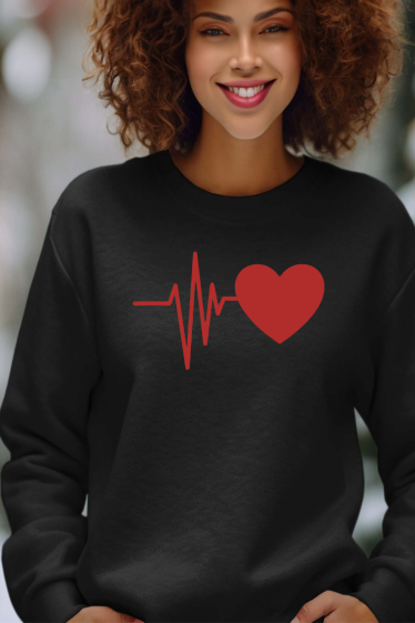 Grossiste I.A.L.D FRANCE - battement coeur - Sweat Col Rond Femme