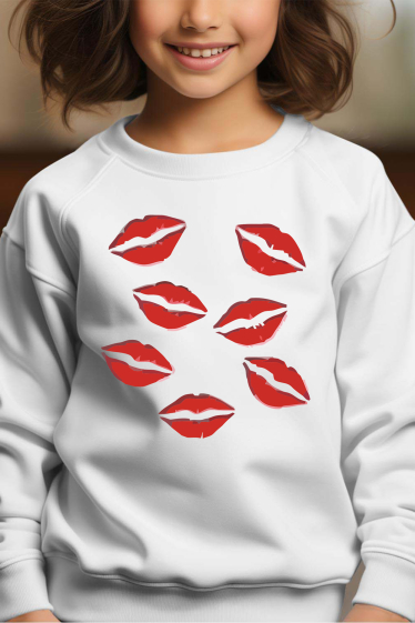 Grossiste I.A.L.D FRANCE - bisous petit - Sweat Col Rond Fille