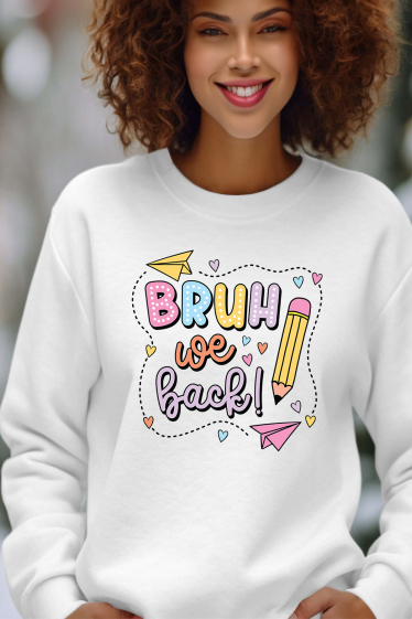 Grossiste I.A.L.D FRANCE - Bruh We Back - Sweat Col Rond Femme