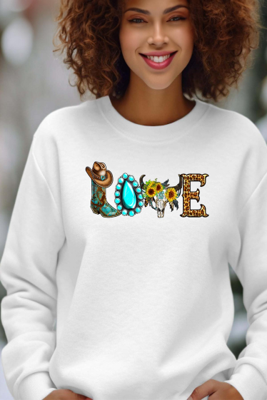 Grossiste I.A.L.D FRANCE - LOVE COWBOY - Sweat Col Rond Femme