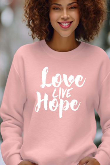 Grossiste I.A.L.D FRANCE - Love live Hope - Sweat Col Rond Femme