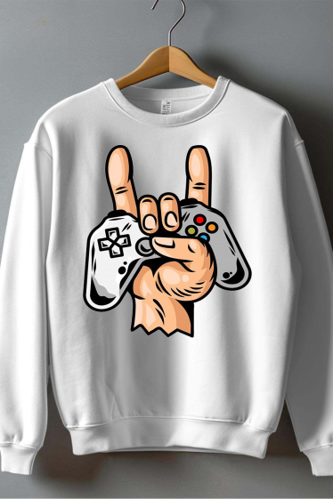 Großhändler I.A.L.D FRANCE - Gamer-Controller-Hand - Herren-Sweatshirt mit Rundhalsausschnitt