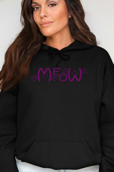 Wholesaler I.A.L.D FRANCE - Meow violet - Woman's Hooded sweatshirt