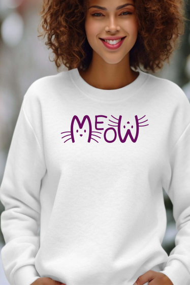 Grossiste I.A.L.D FRANCE - Meow violet - Sweat Col Rond Femme