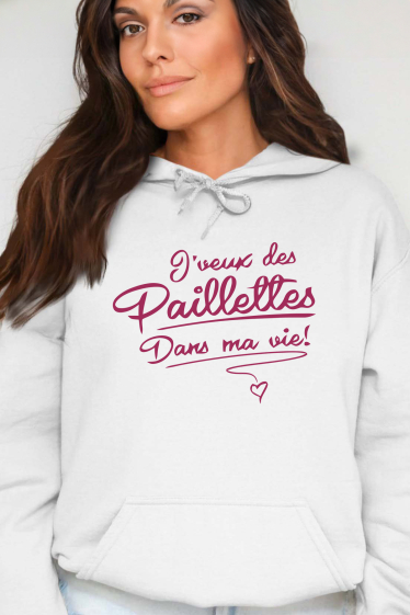 Grossiste I.A.L.D FRANCE - paillettes vie - Sweat Capuche Femme