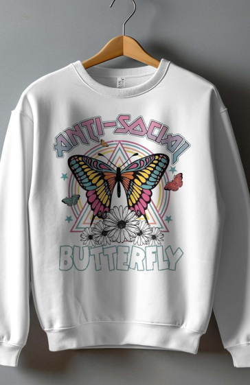 Wholesaler I.A.L.D FRANCE - Women's crew neck sweatshirt - AntiSo Butterfly