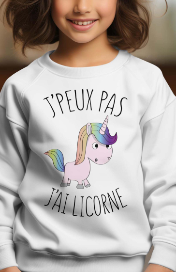 Grossiste I.A.L.D FRANCE - Sweat Fille Col Rond  | LICORNE