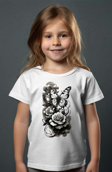 Wholesaler I.A.L.D FRANCE - Girl's tee | Rose papillon