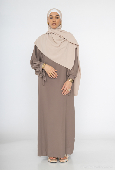 Großhändler IDEAL OUTFIT - Abaya aus Medina-Seide mit Ballonärmeln und Schleife