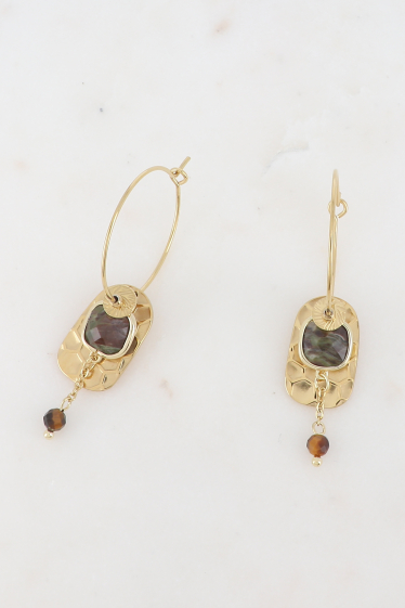 Wholesaler Ikita Paris - Hoop earrings with natural stones