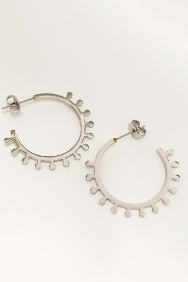 Wholesaler Ikita Paris - Geometric sun pattern hoop earrings