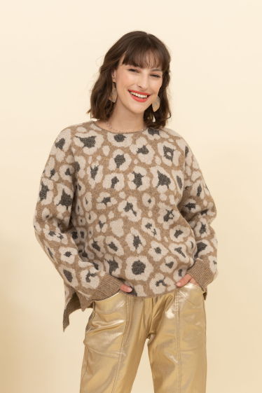 Mayorista Inspiration Studio - Jersey de lana con estampado de leopardo