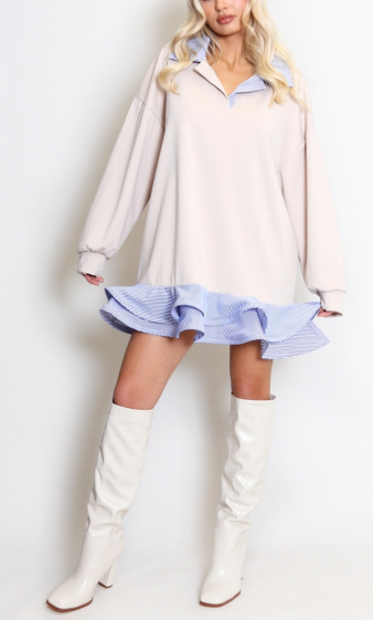 Wholesaler INSTA GIRL - Wavy Hem Sweatshirt Dress