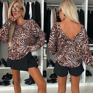 Großhändler ISSYMA - Bluse mit Animal-Print und Schleife hinten