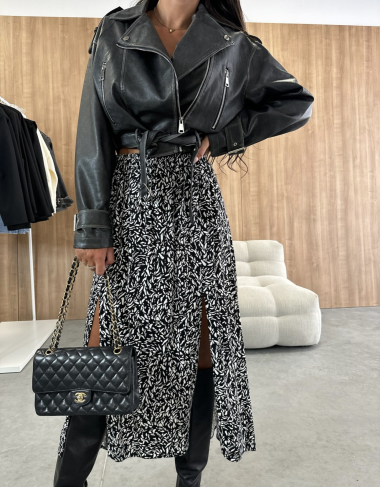 Wholesaler ISSYMA - Flared skirt with animal print slit