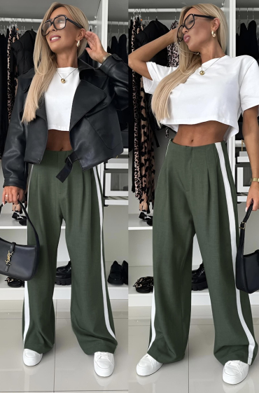 Grossiste ISSYMA - Pantalon large avec bandes latérale - Style chic et décontracté