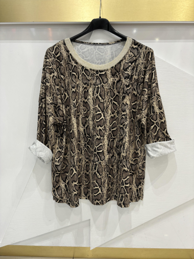 Großhändler ISSYMA - Pullover mit glänzendem Kragen und Animal-Print