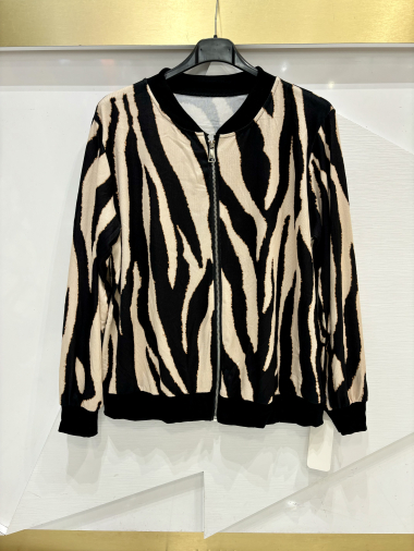 Wholesaler ISSYMA - Leopard print zipped sweater jacket