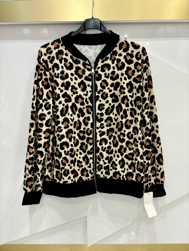 Mayorista ISSYMA - Chaqueta tipo suéter con estampado de leopardo y cremallera