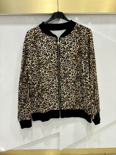 Mayorista ISSYMA - Chaqueta tipo suéter con estampado de leopardo y cremallera