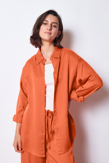 Wholesaler JCL Paris - Long-sleeved orange button-down shirt