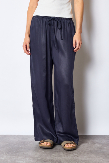 Grossiste JCL Paris - Pantalon large à poches ceinture élastique ajustable