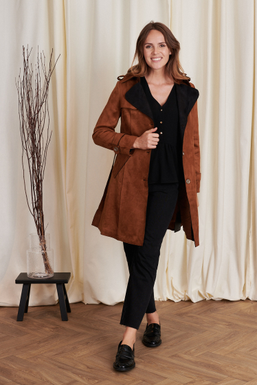 Wholesaler Jessy Line - Trench mi-long suédine