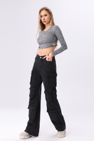 Mayorista Jewelly - PANTALÓN DENIM MULTIBOLSILLOS MUJER