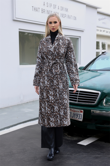 Grossiste Jewelly - VESTE TRENCH EN LEOPARD