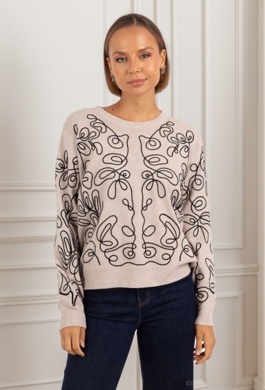 Grossiste J&H Fashion - Pull en maille avec broderie 3d relief