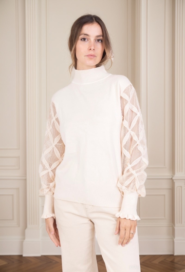 Grossiste J&H Fashion - Pull en maille col montant avec manche fantasique