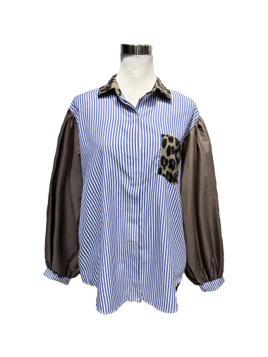 Wholesaler J&L - Leopard Print Long Sleeve Shirt